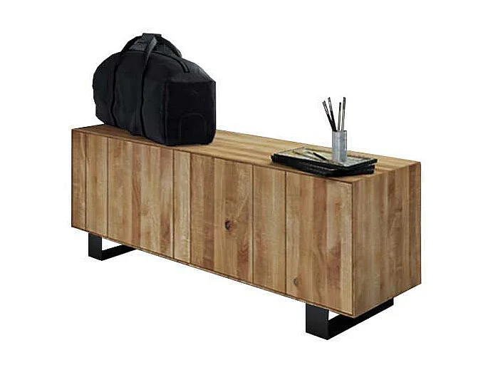 Fernsehtisch aus Wildeiche Massivholz Stahl