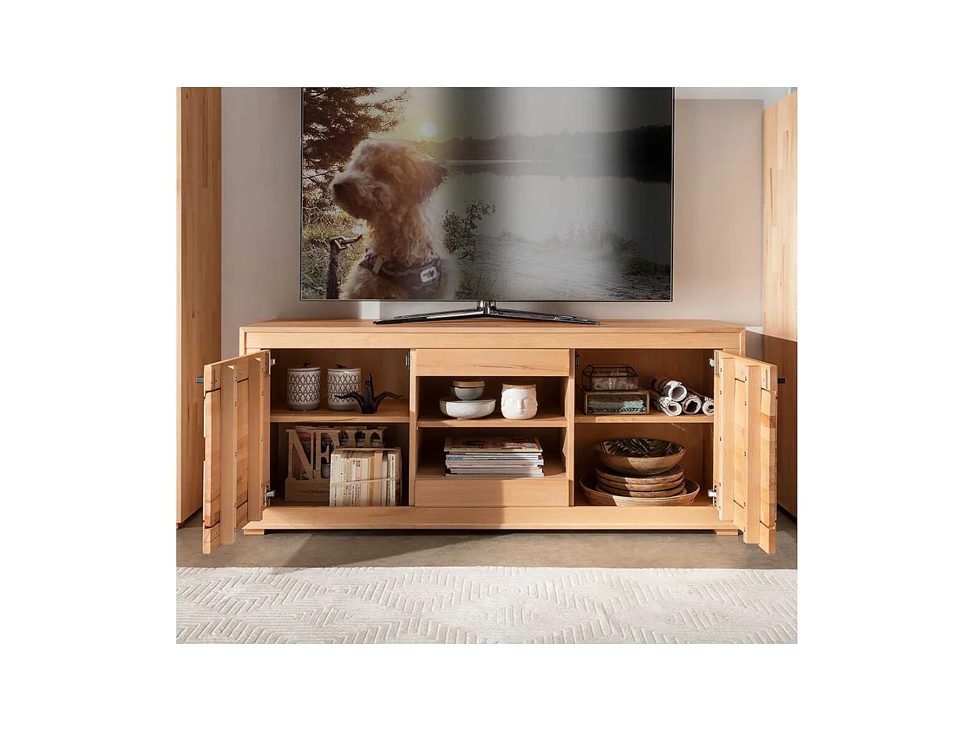 Unterschrank Fernseher massiv aus Kernbuche 150 cm breit