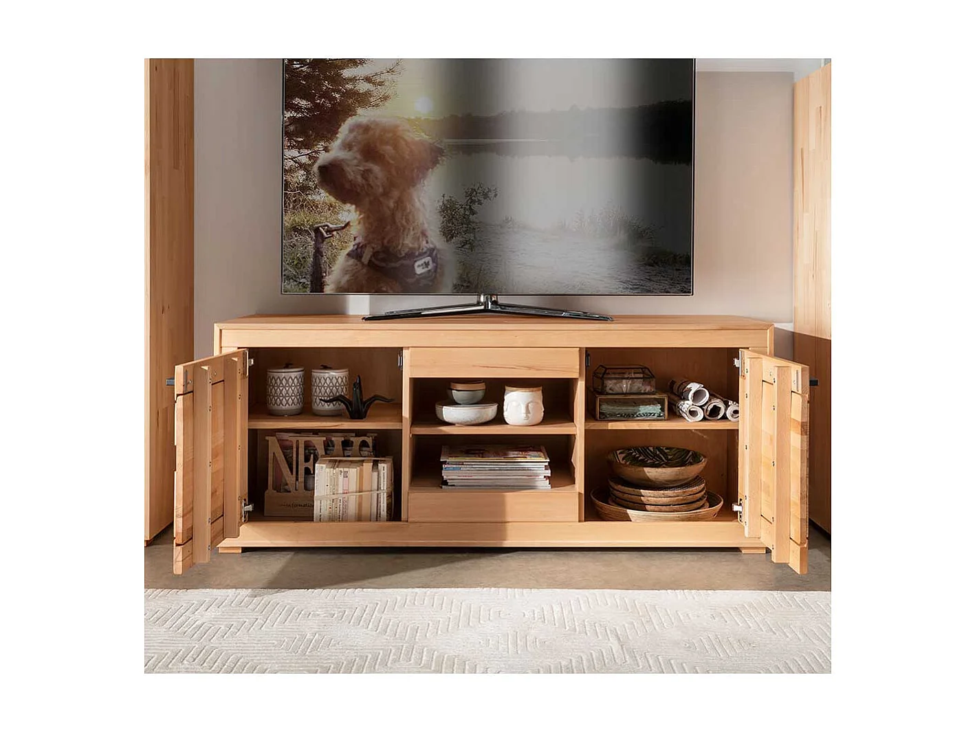 Unterschrank Fernseher massiv aus Kernbuche 150 cm breit