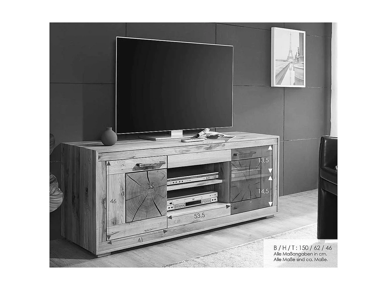 Unterschrank Fernseher massiv aus Kernbuche 150 cm breit