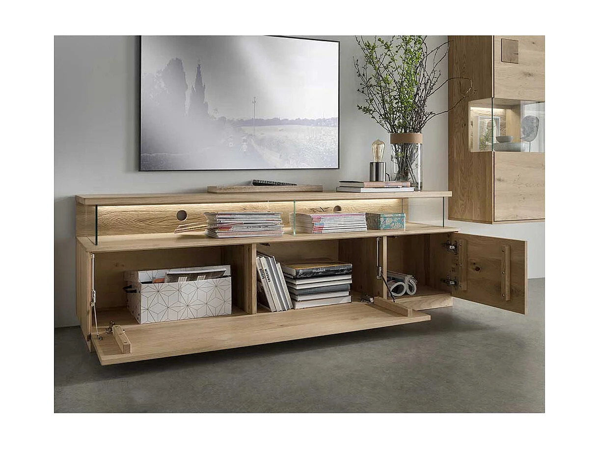 Fernseh Unterschrank massiv aus Wildeiche geölt Push to open Funktion