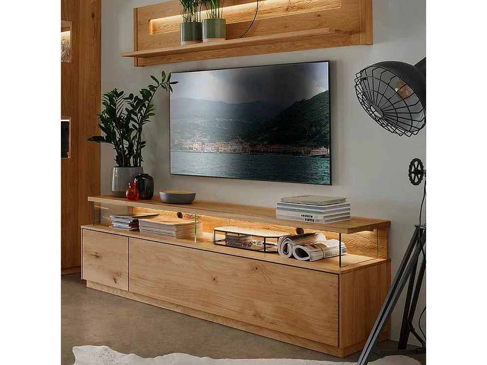 Fernseh Unterschrank massiv aus Wildeiche geölt Push to open Funktion