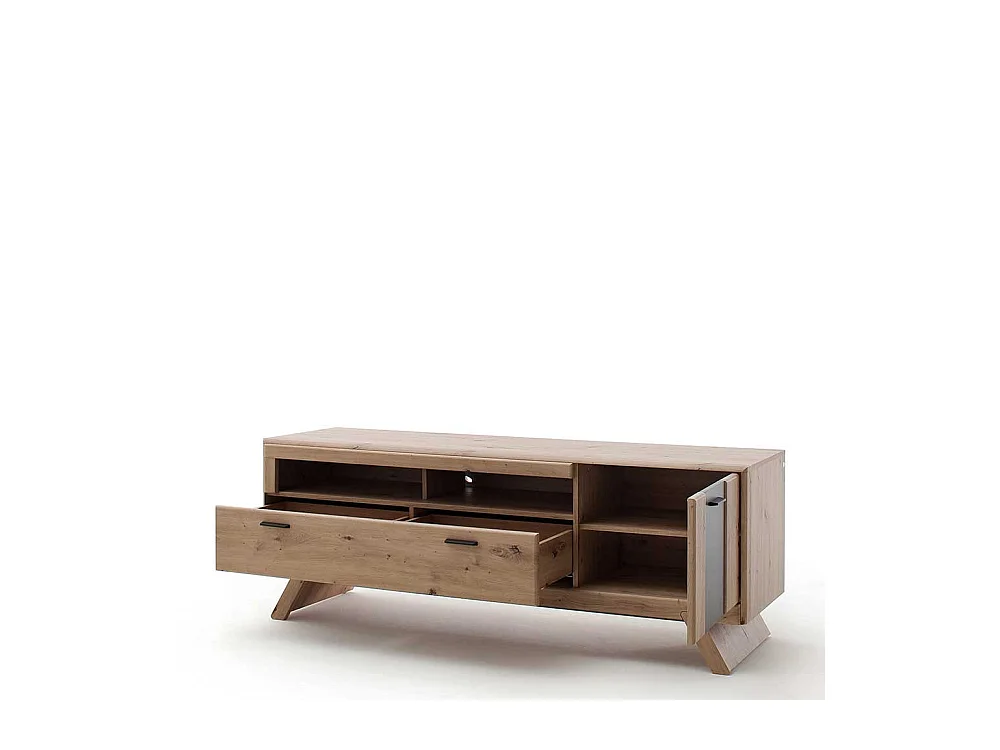 Fernsehboard in Eiche Optik und Dunkelgrau Türen