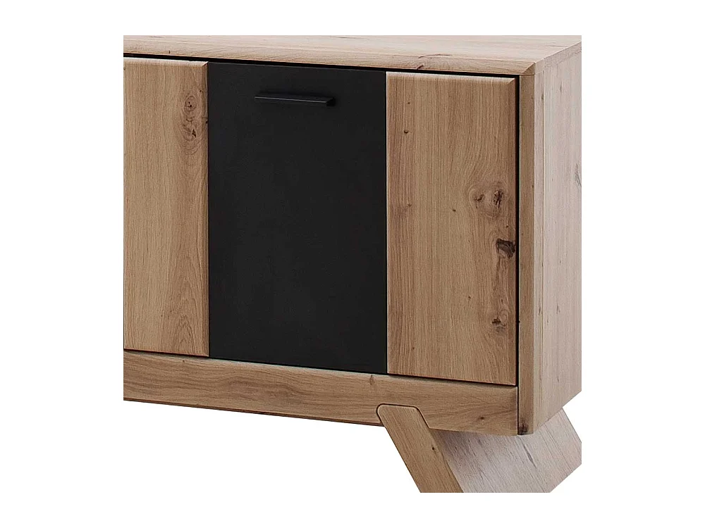 Fernsehboard in Eiche Optik und Dunkelgrau Türen