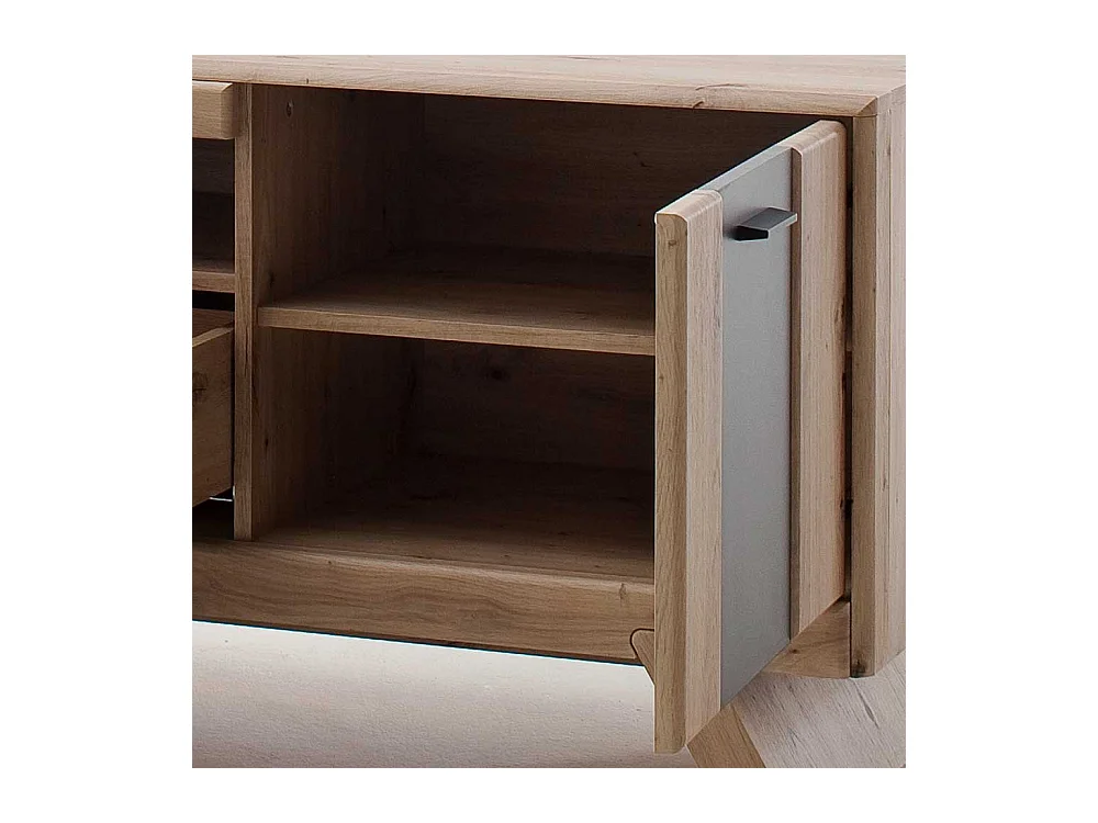 Fernsehboard in Eiche Optik und Dunkelgrau Türen