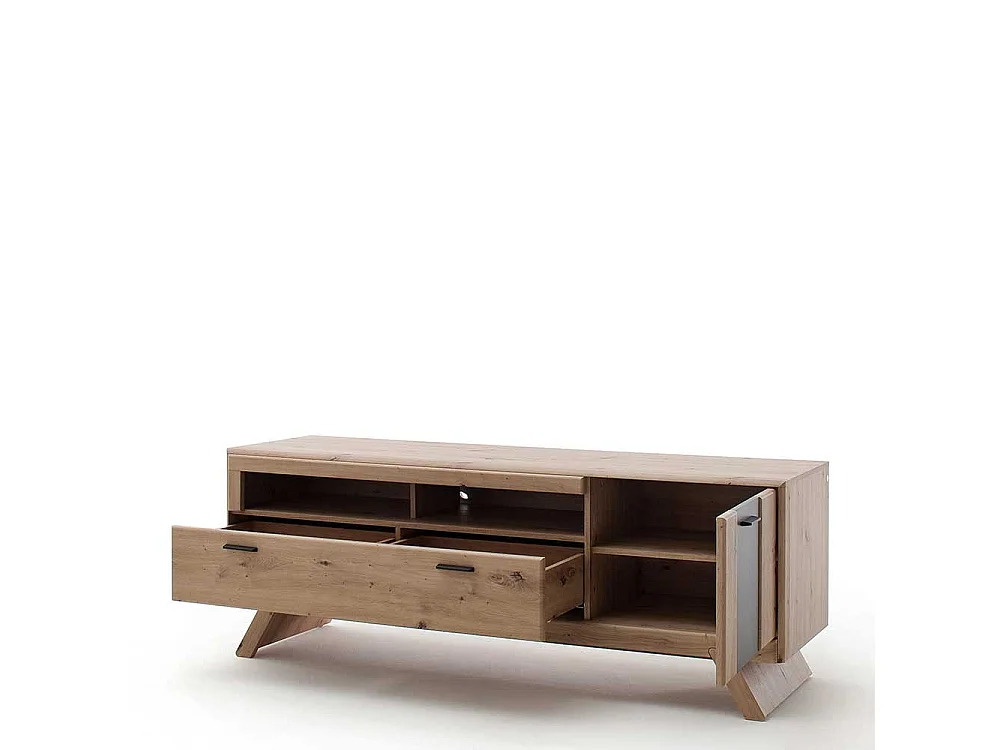 Fernsehboard in Eiche Optik und Dunkelgrau Türen