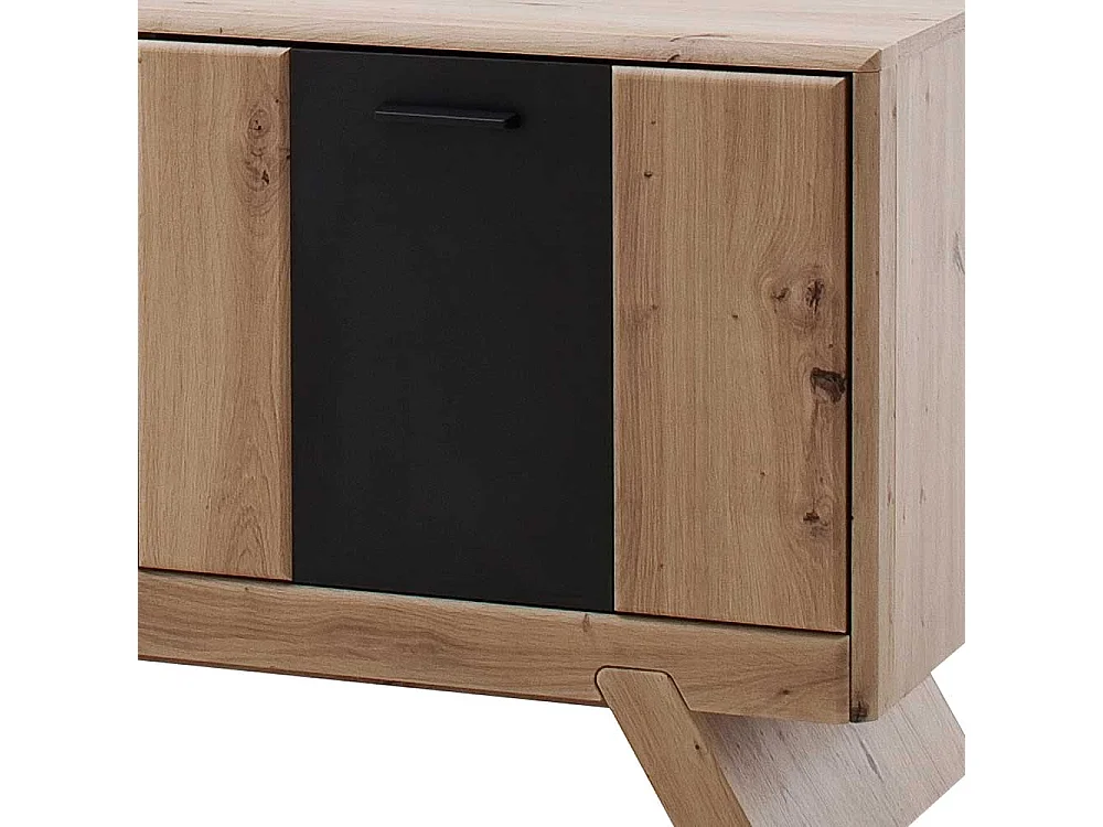 Fernsehboard in Eiche Optik und Dunkelgrau Türen