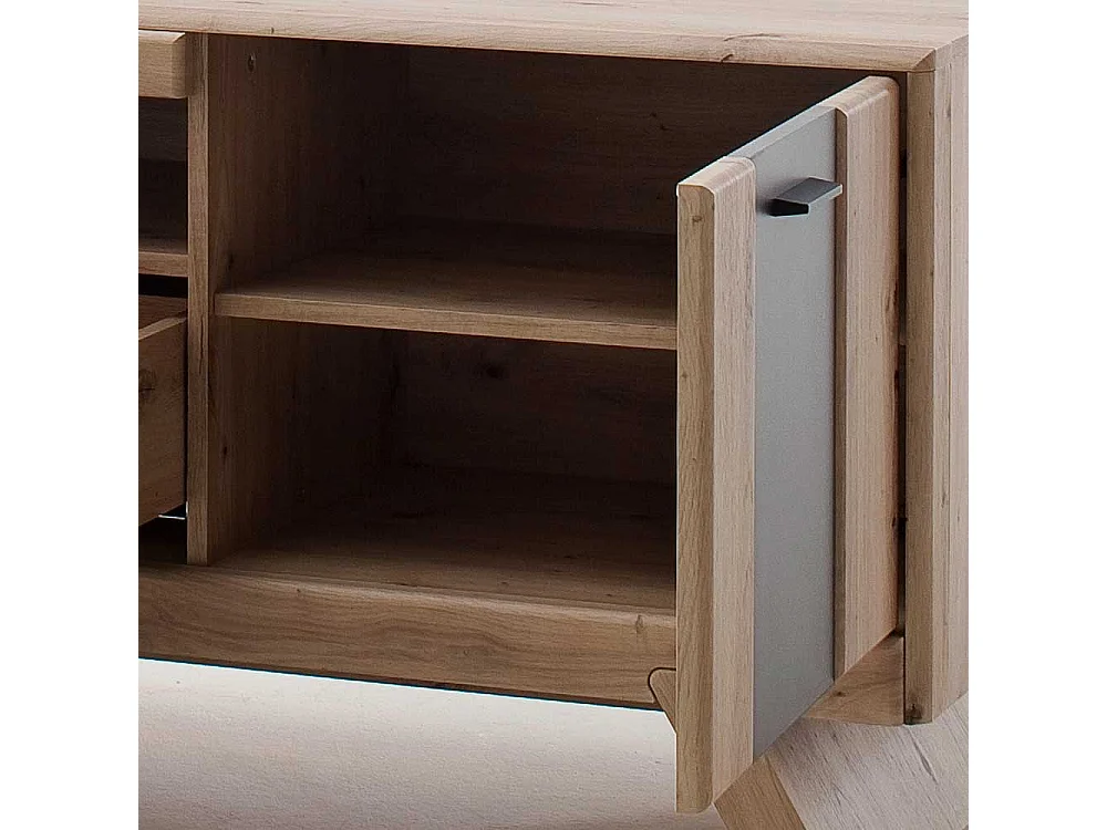 Fernsehboard in Eiche Optik und Dunkelgrau Türen