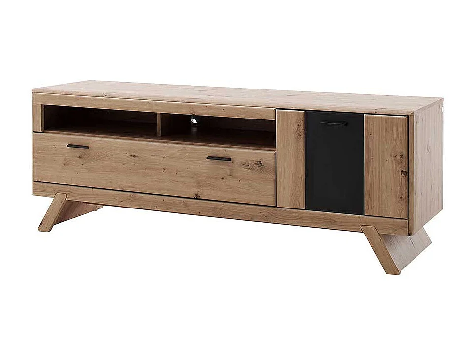 Fernsehboard in Eiche Optik und Dunkelgrau Türen