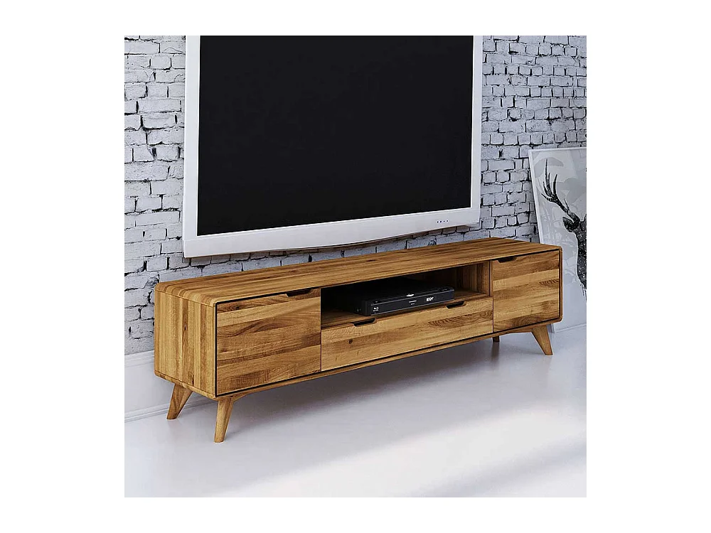 Fernsehtisch aus Wildeiche Massivholz 180 cm breit