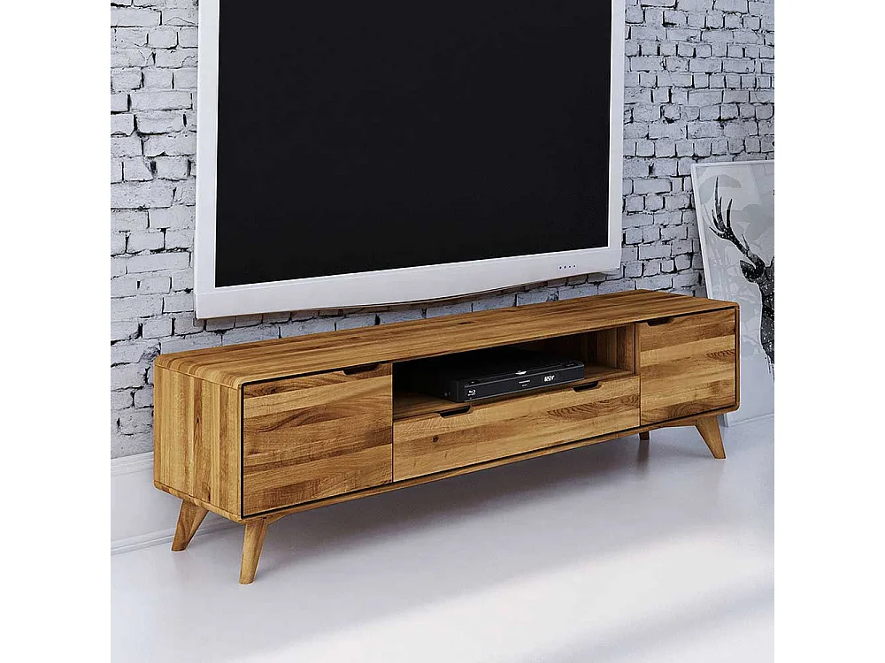 Fernsehtisch aus Wildeiche Massivholz 180 cm breit