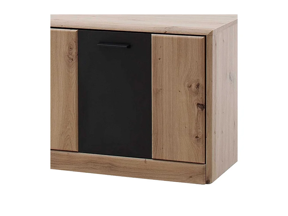 TV Möbel in Eiche Optik und Dunkelgrau 50 cm hoch