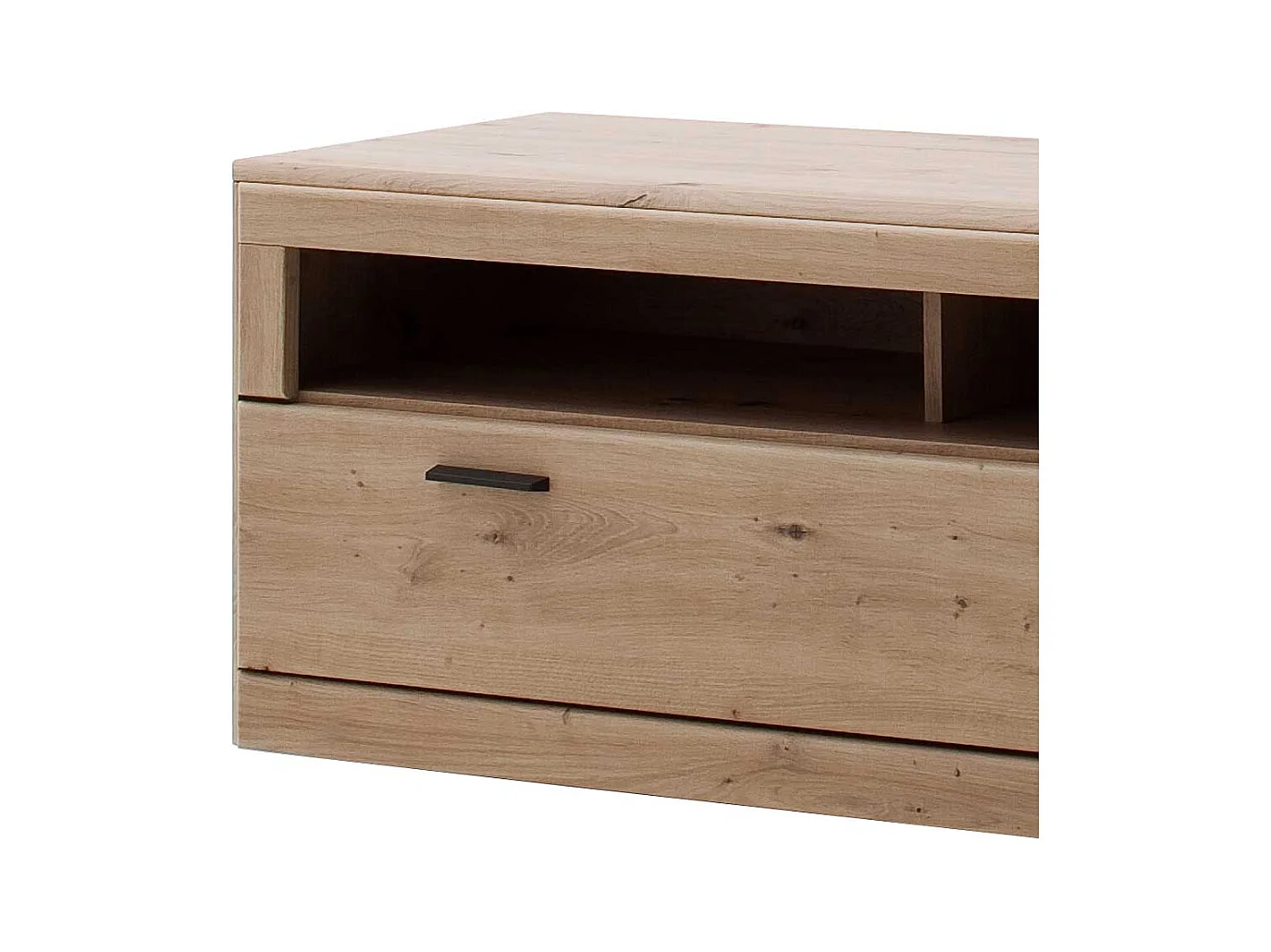 TV Möbel in Eiche Optik und Dunkelgrau 50 cm hoch