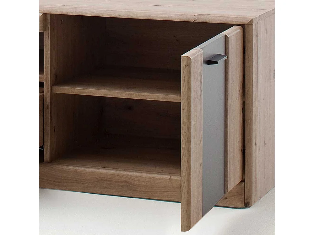 TV Möbel in Eiche Optik und Dunkelgrau 50 cm hoch