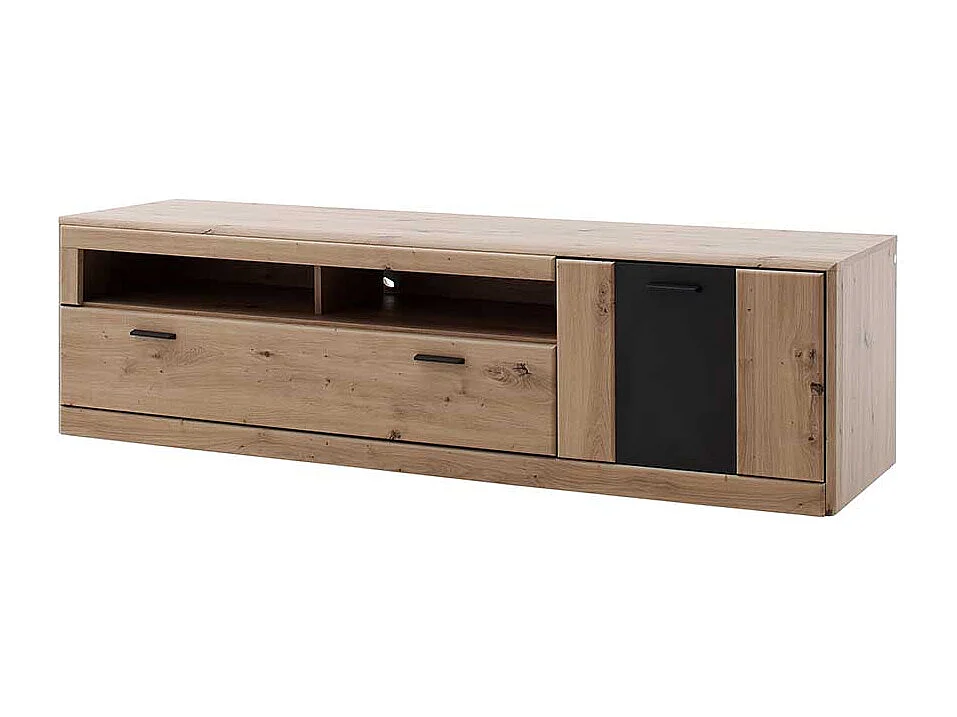 TV Möbel in Eiche Optik und Dunkelgrau 50 cm hoch