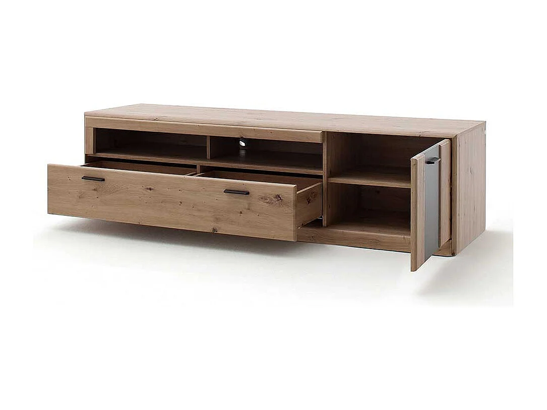 TV Möbel in Eiche Optik und Dunkelgrau 50 cm hoch