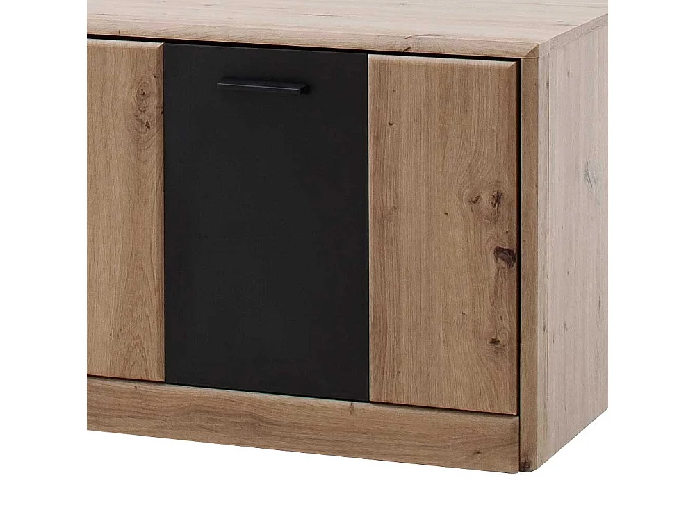 TV Möbel in Eiche Optik und Dunkelgrau 50 cm hoch