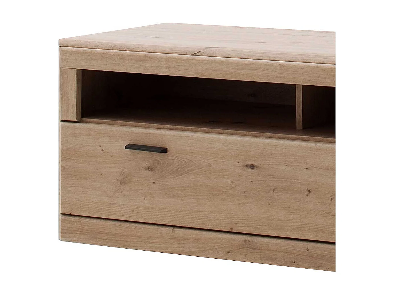 TV Möbel in Eiche Optik und Dunkelgrau 50 cm hoch