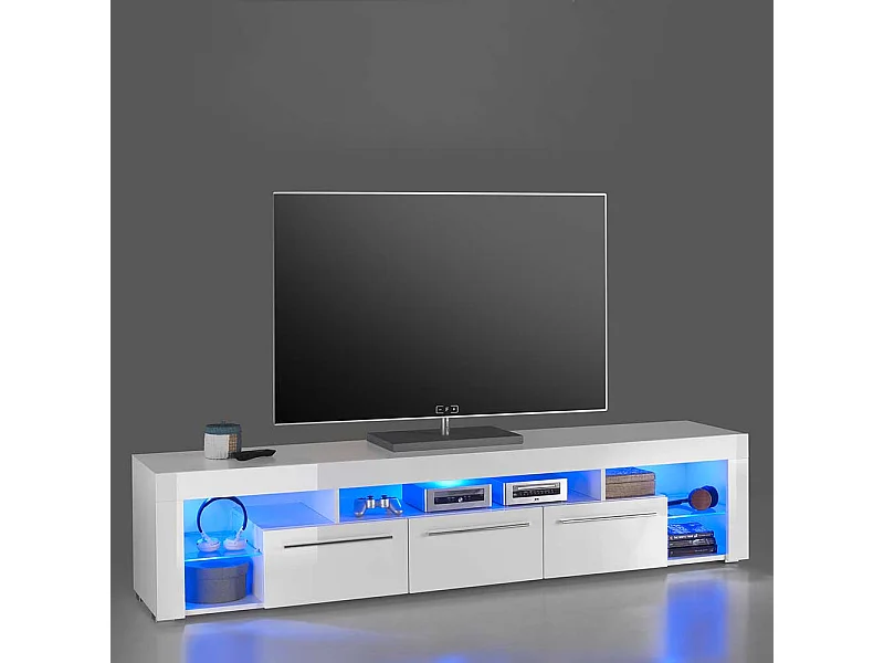 Hochglanz TV Sideboard in Weiß LED Beleuchtung