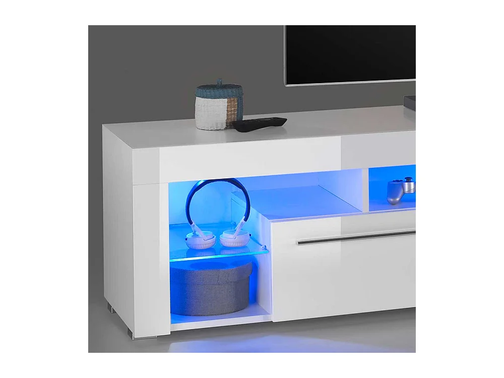 Hochglanz TV Sideboard in Weiß LED Beleuchtung