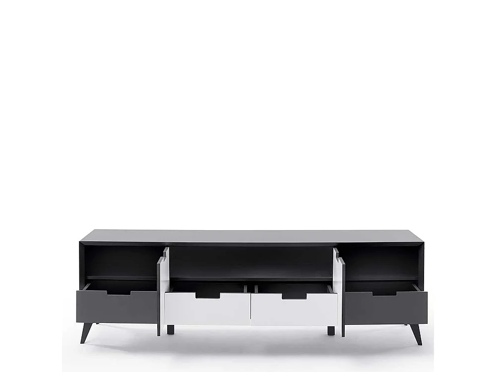 Fernsehunterschrank in Weiß und Grau Wendefront