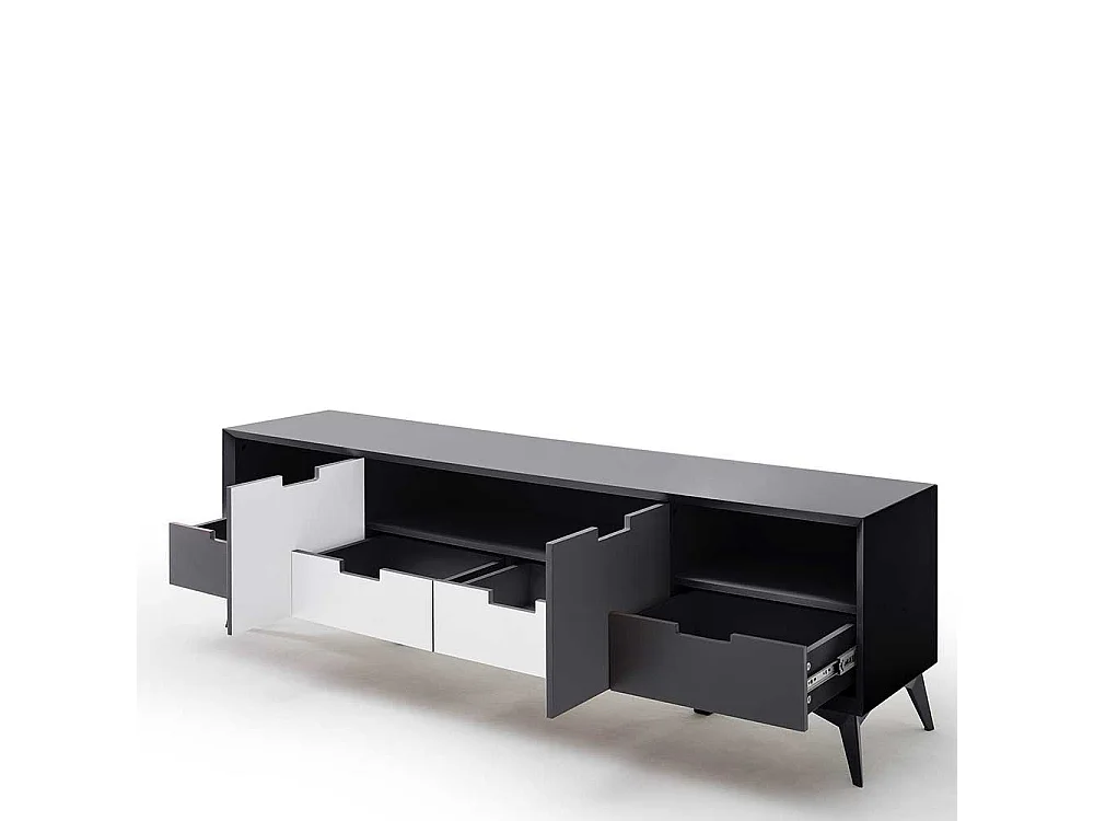 Fernsehunterschrank in Weiß und Grau Wendefront
