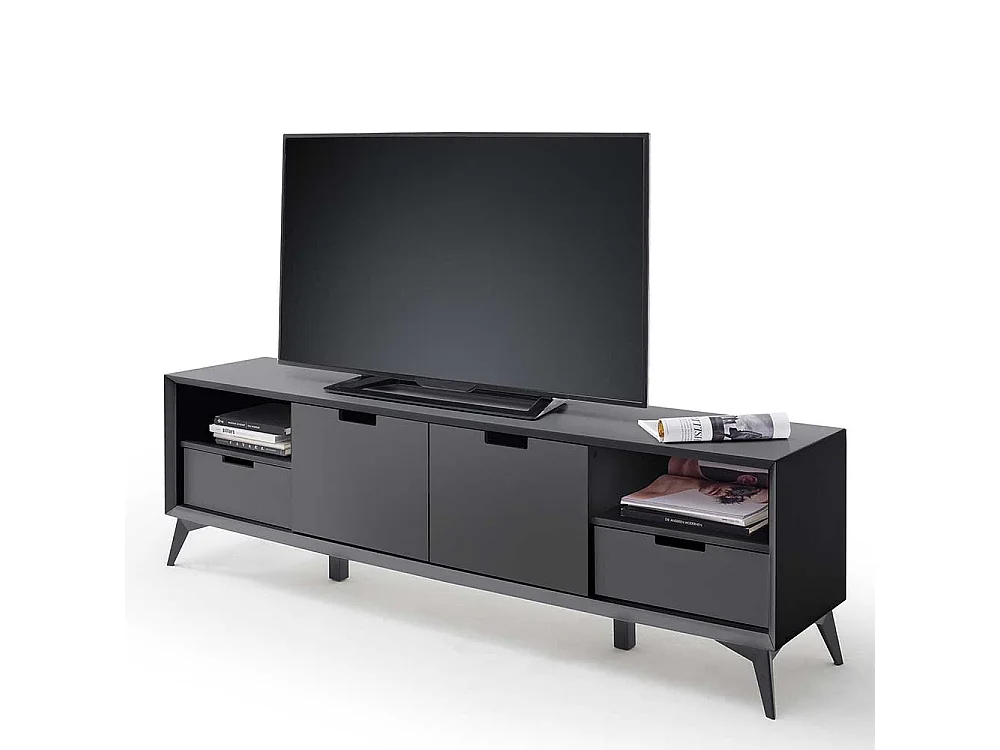 Fernsehunterschrank in Weiß und Grau Wendefront