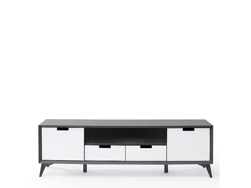 Fernsehunterschrank in Weiß und Grau Wendefront