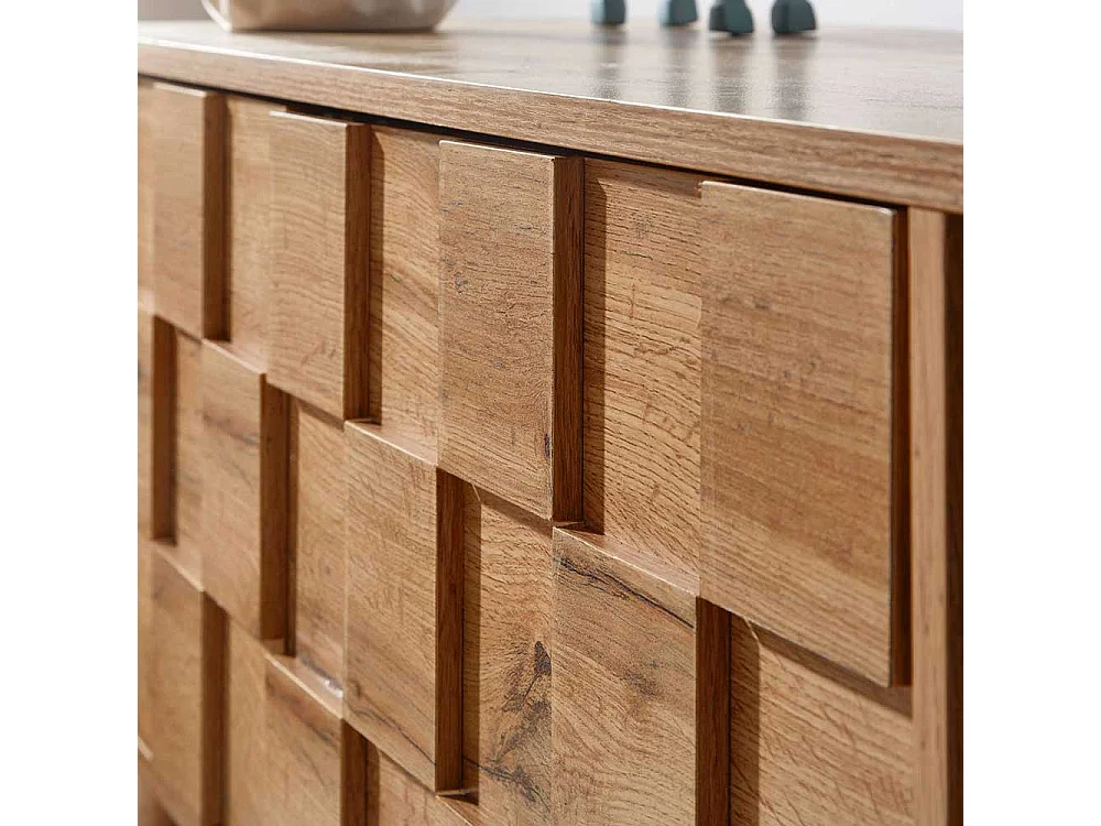 Fernseh Lowboard in Eichefarben mit offenen Gerätefächern und zwei Türen