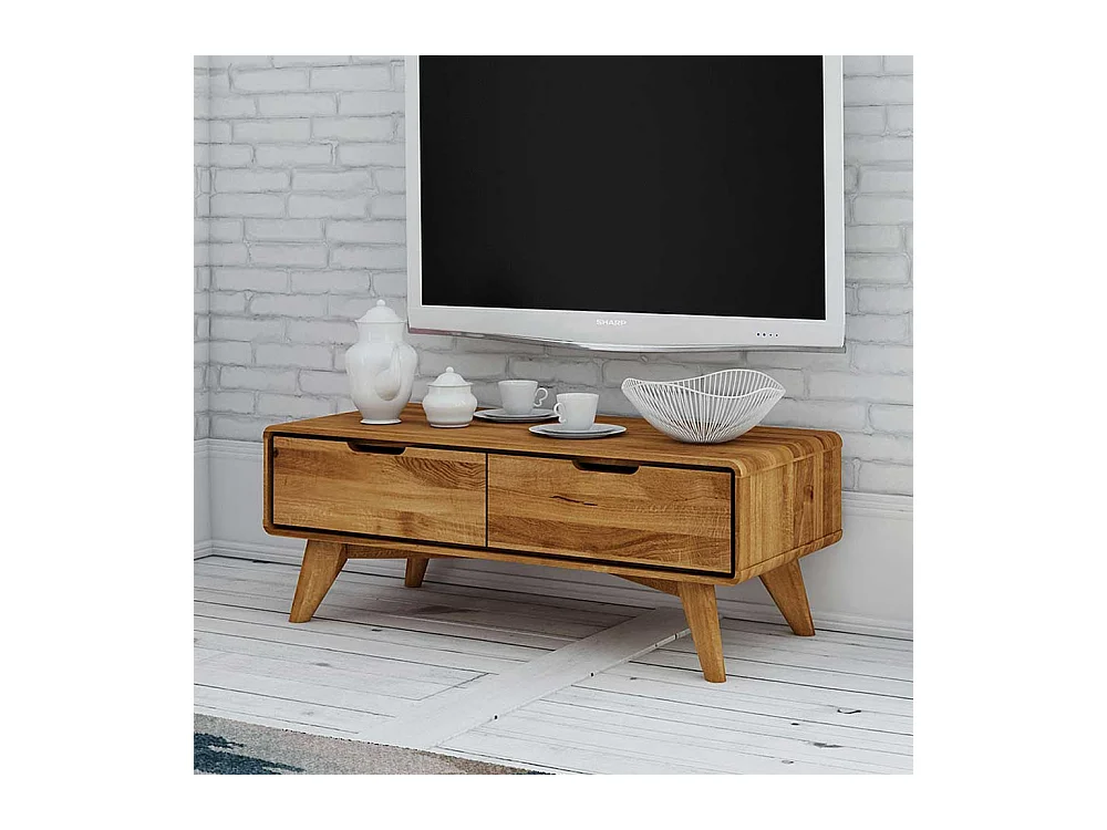 TV Tisch aus Wildeiche Massivholz 90 cm breit