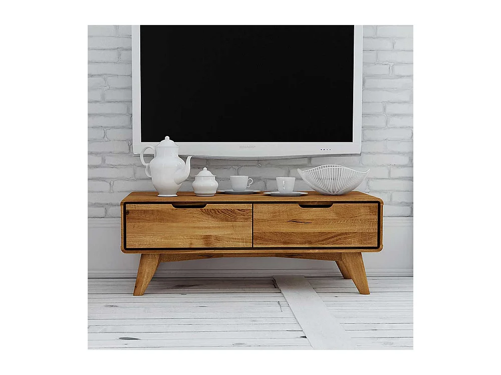 TV Tisch aus Wildeiche Massivholz 90 cm breit