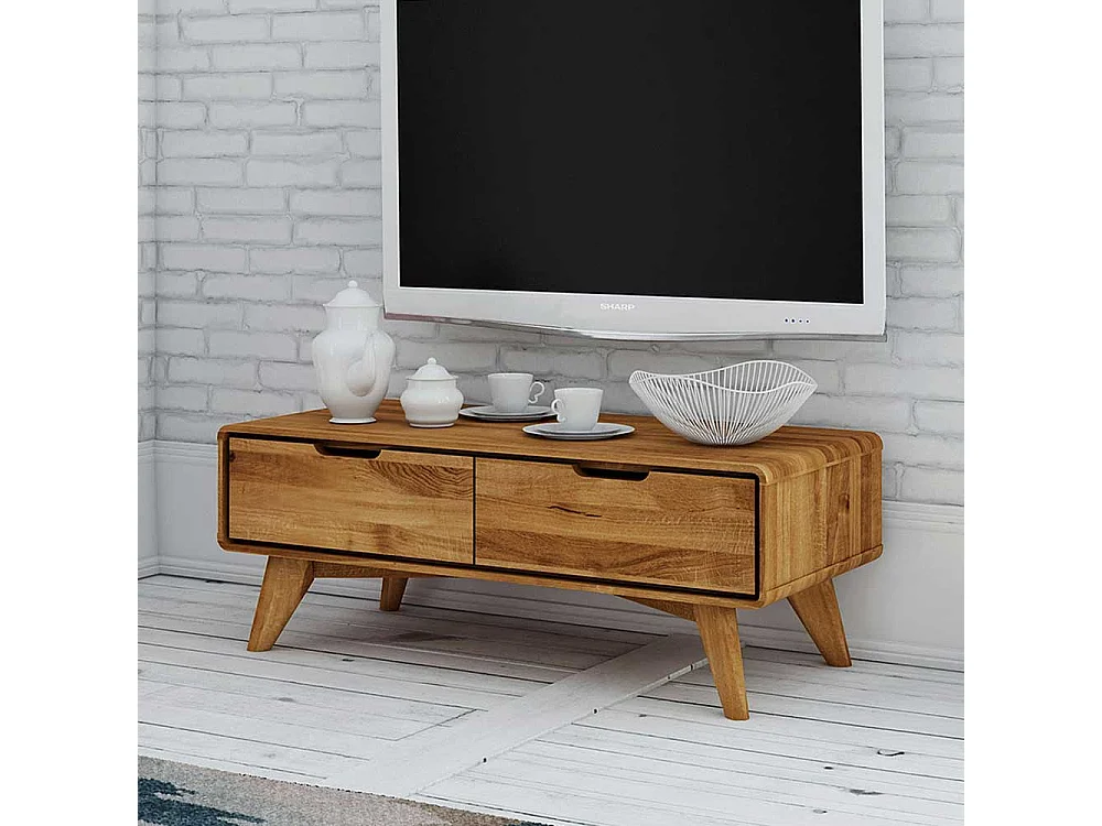 TV Tisch aus Wildeiche Massivholz 90 cm breit
