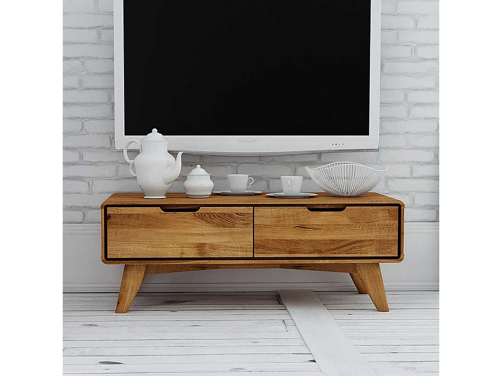 TV Tisch aus Wildeiche Massivholz 90 cm breit