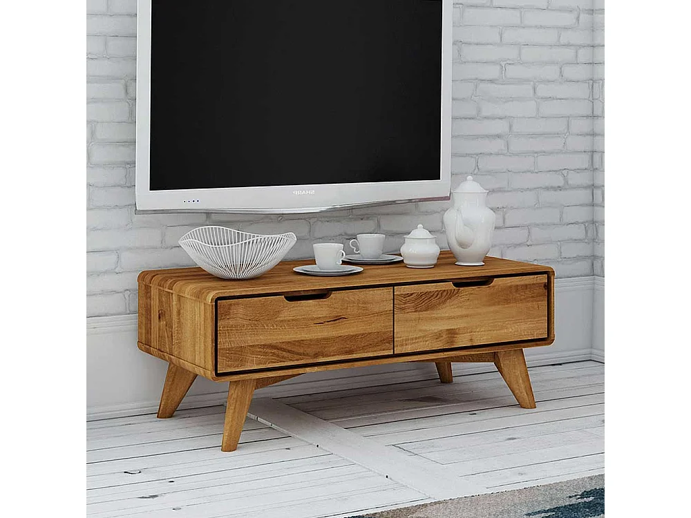 TV Tisch aus Wildeiche Massivholz 90 cm breit