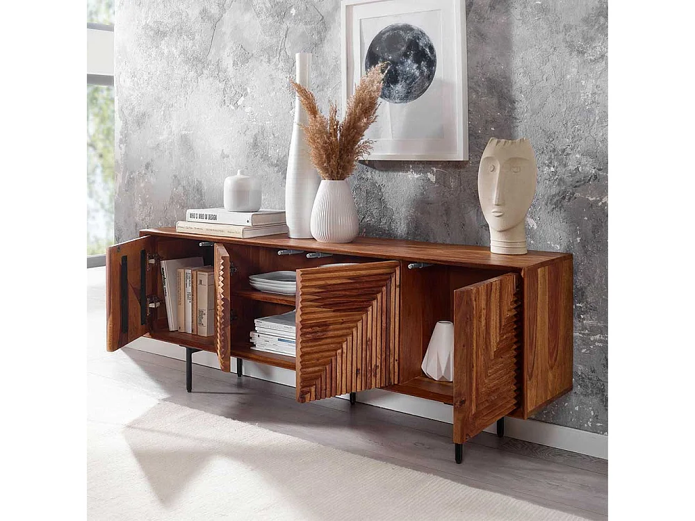 Fernsehunterschrank in modernem Design Sheesham Massivholz