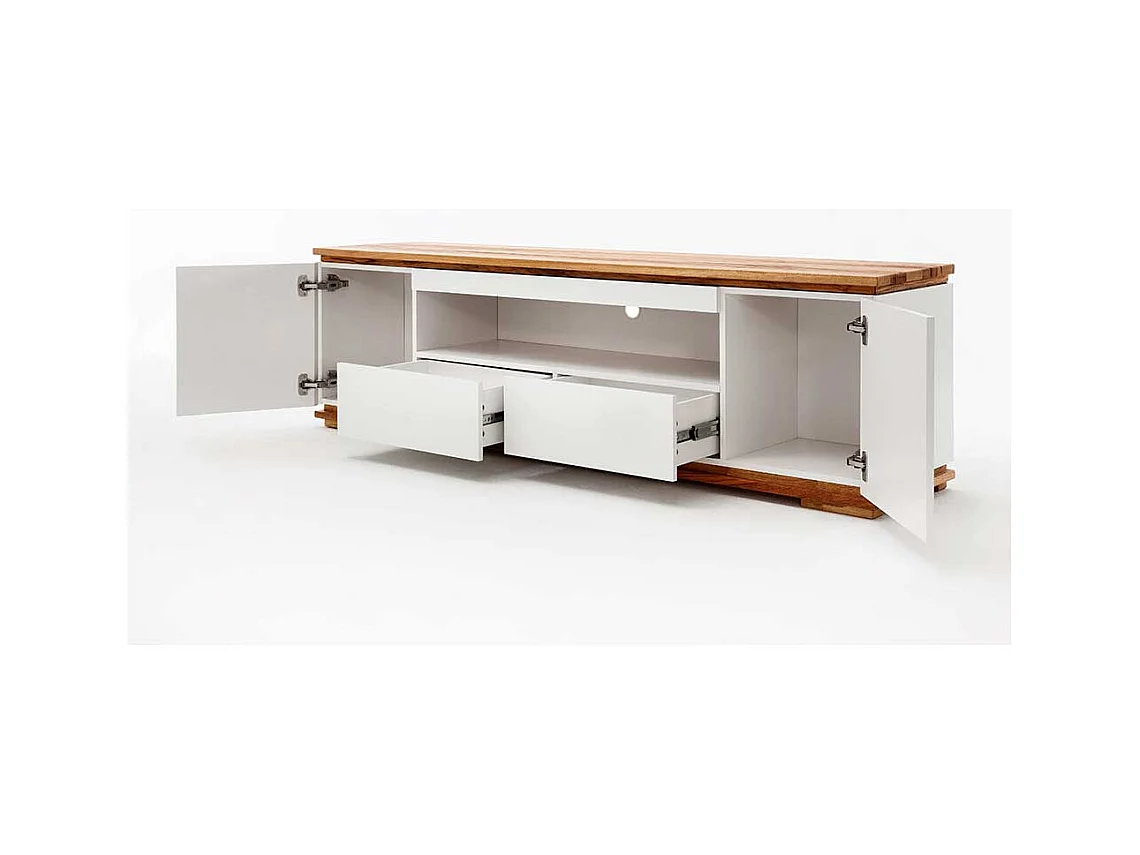 Design TV Board in Weiß Asteiche Massivholz