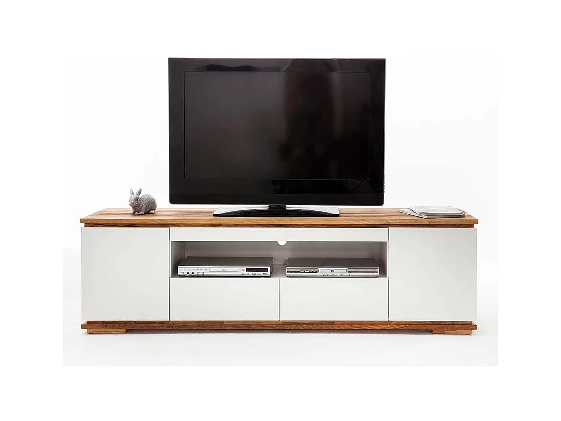 Design TV Board in Weiß Asteiche Massivholz