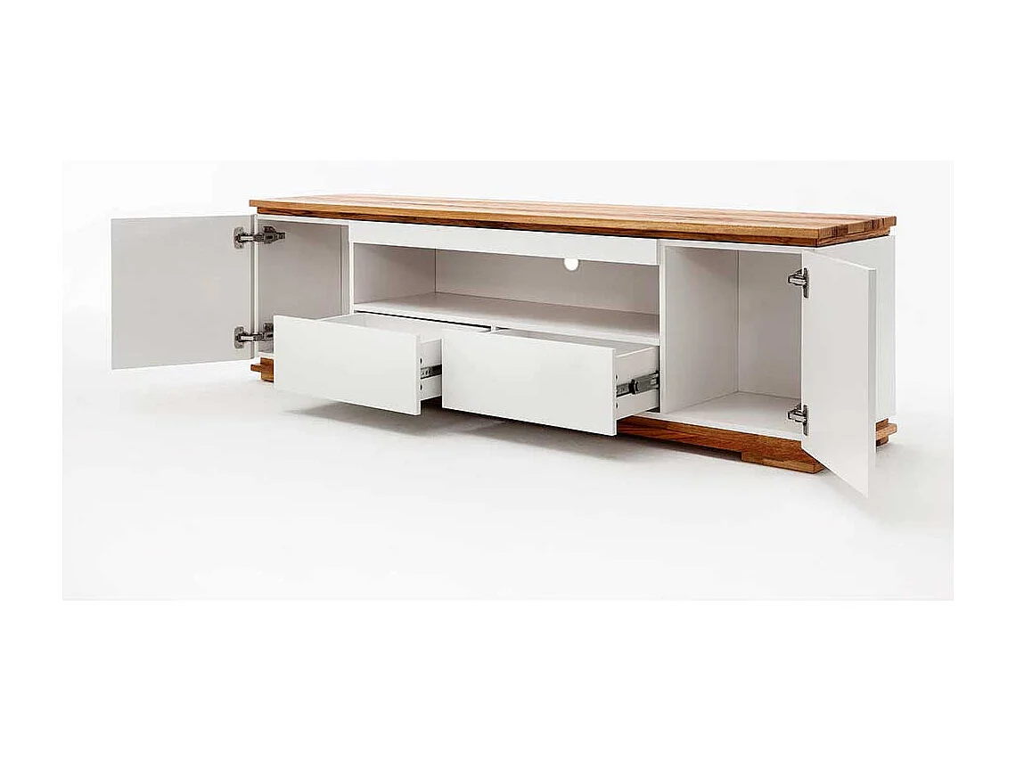 Design TV Board in Weiß Asteiche Massivholz