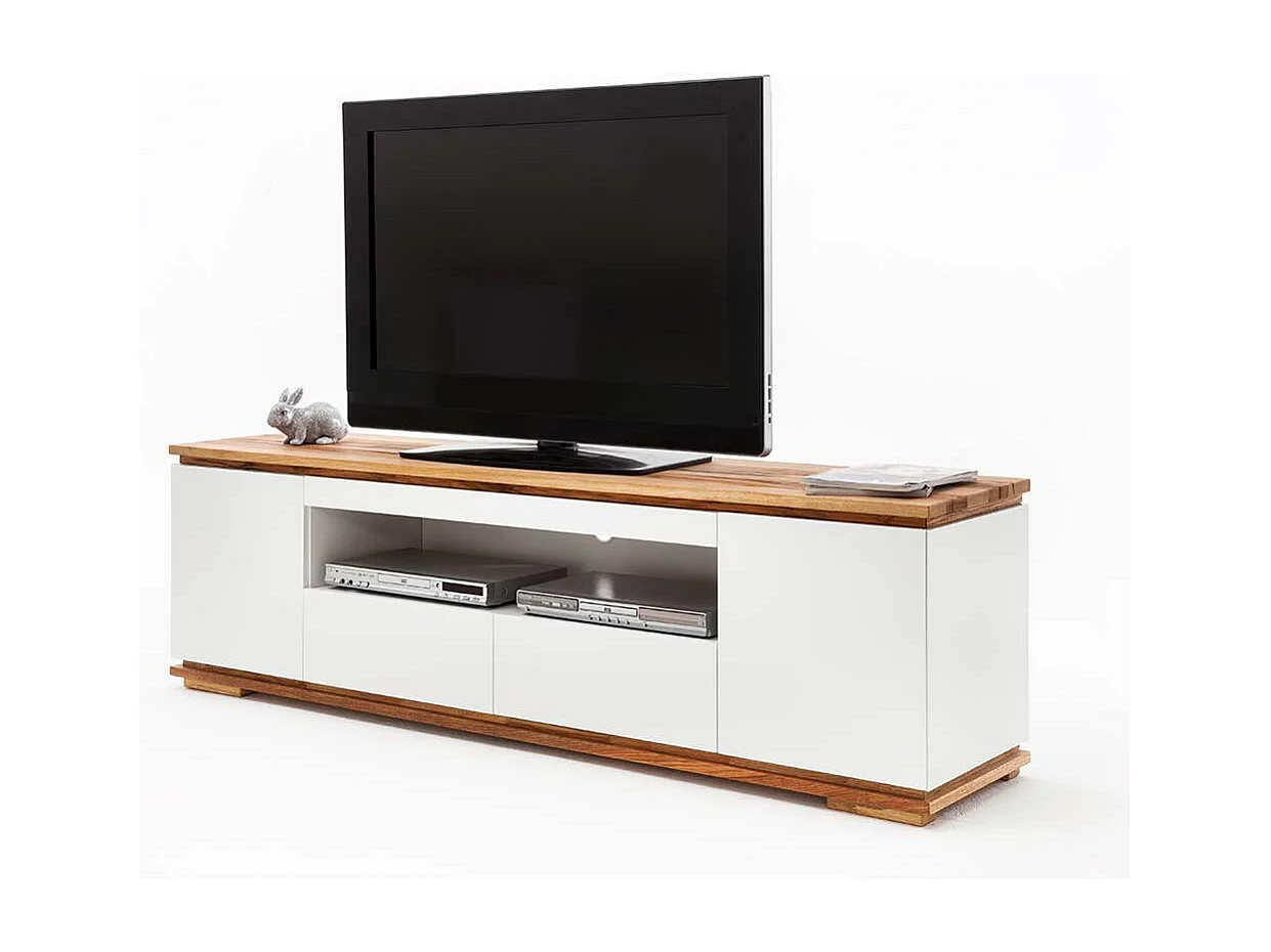 Design TV Board in Weiß Asteiche Massivholz