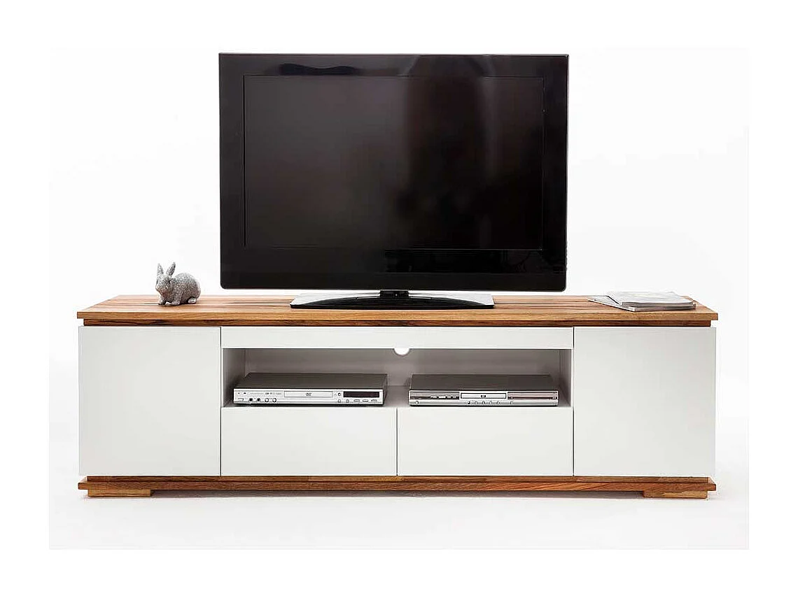 Design TV Board in Weiß Asteiche Massivholz