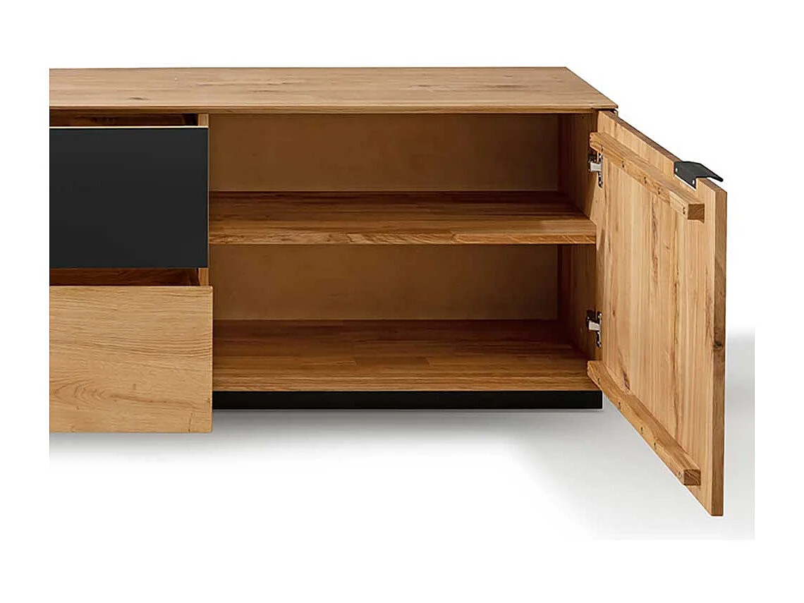 Fernseher Schrank aus Wildeiche Massivholz zwei Schubladen