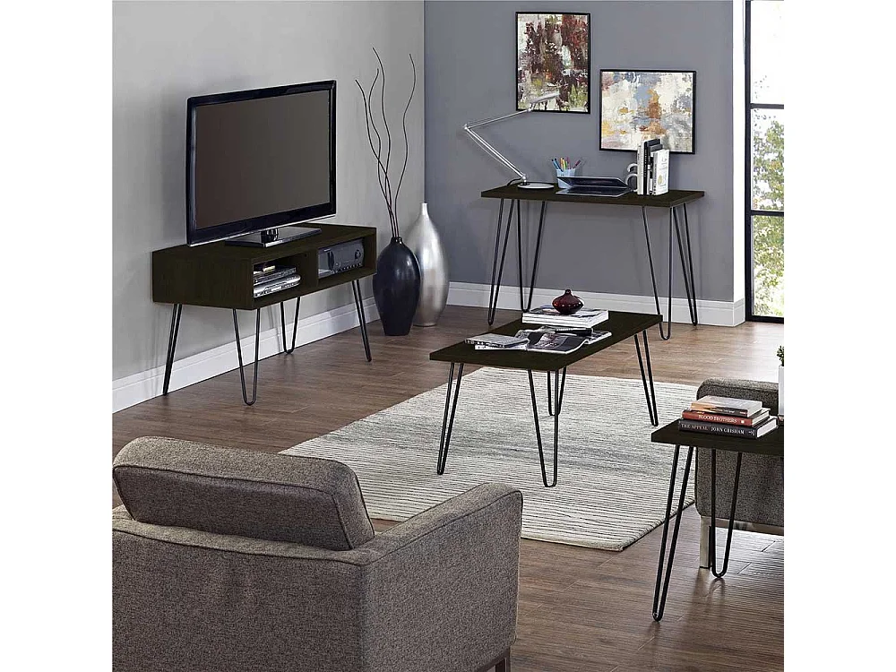 Fernsehtisch mit Kabeldurchlässen Retro Design