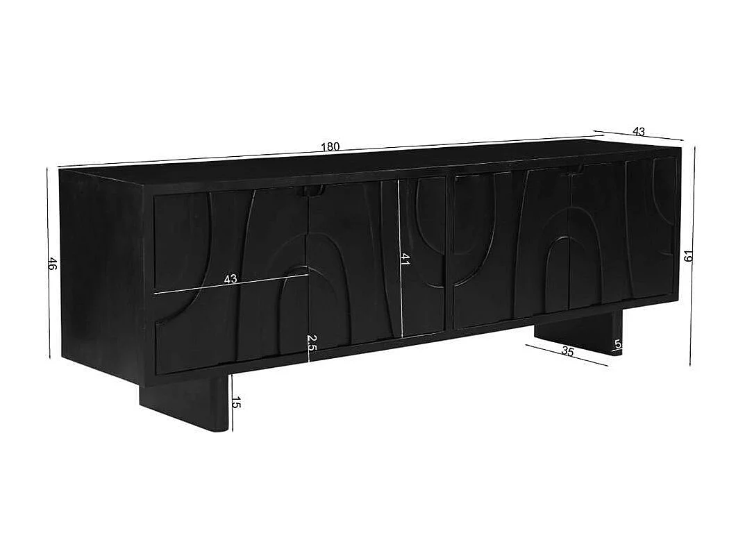 TV Sideboard Fernsehmöbel Front geschnitzt 4 türig