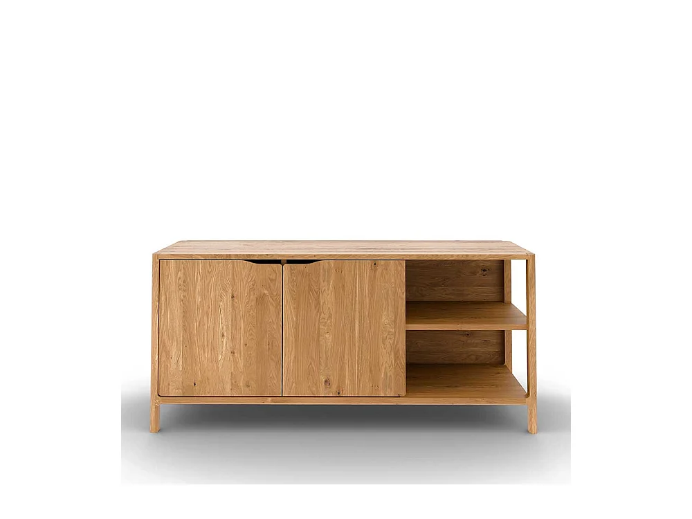 TV Board Lowboard aus Wildeiche Massivholz mit offenen Fächern