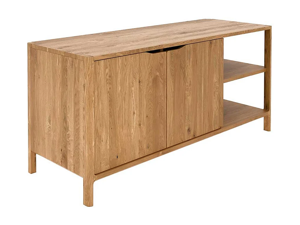 TV Board Lowboard aus Wildeiche Massivholz mit offenen Fächern