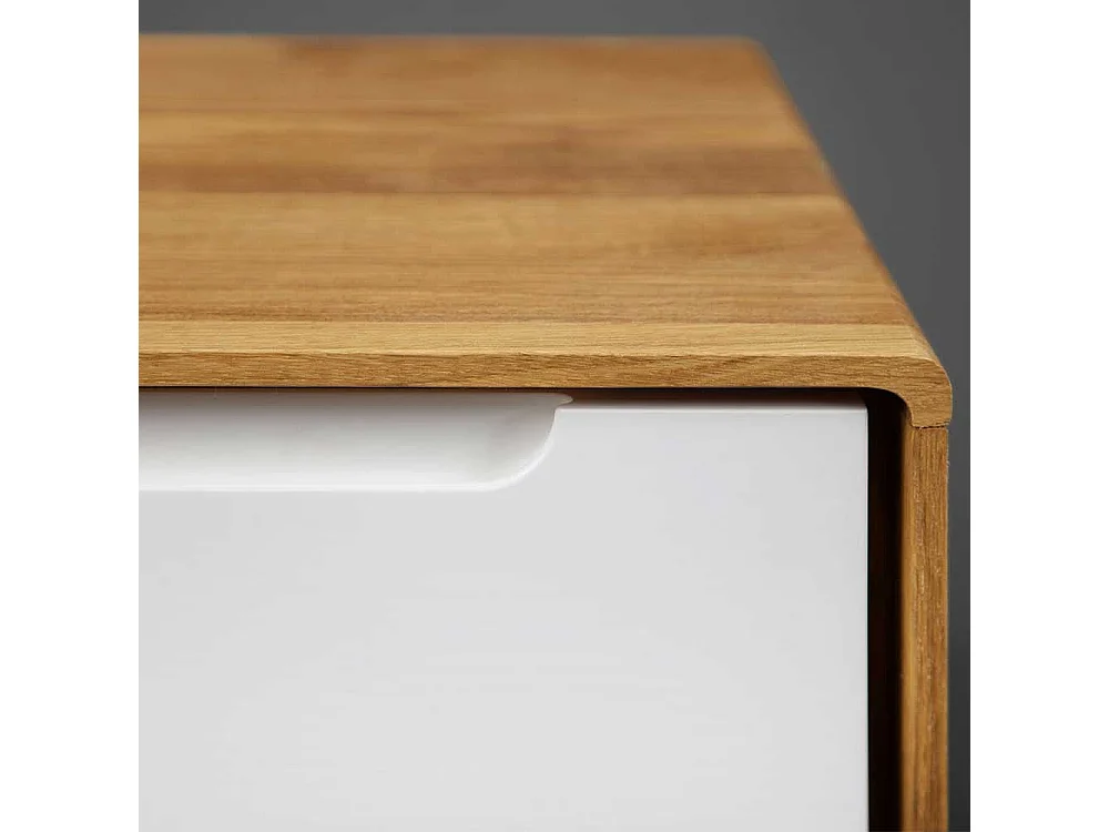 Fernseher Tisch in Weiß und Wildeiche 90 cm breit