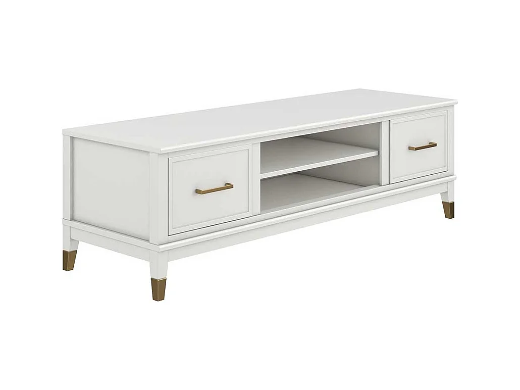 TV Lowboard in Weiß Metallgriffen
