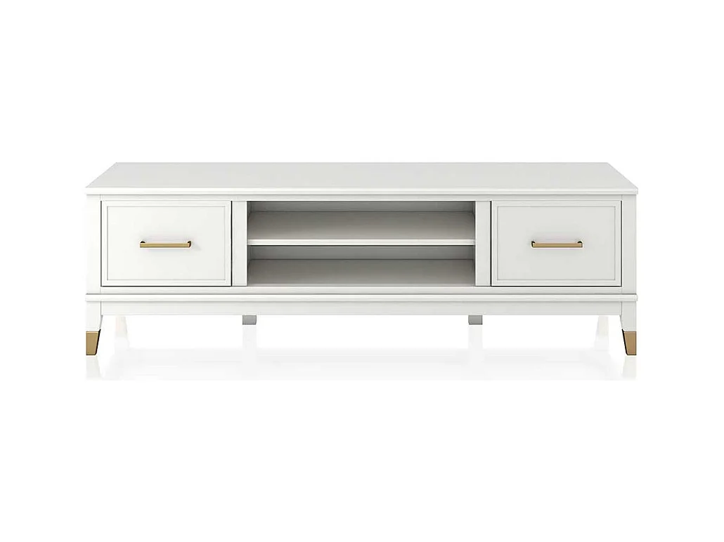 TV Lowboard in Weiß Metallgriffen