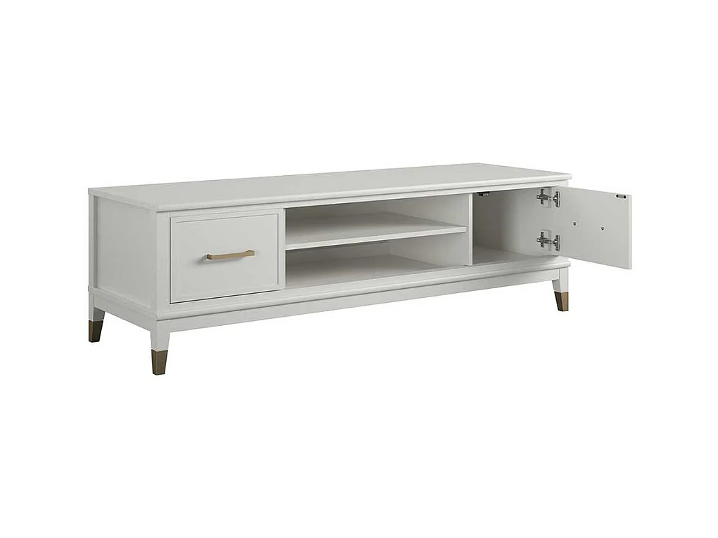 TV Lowboard in Weiß Metallgriffen