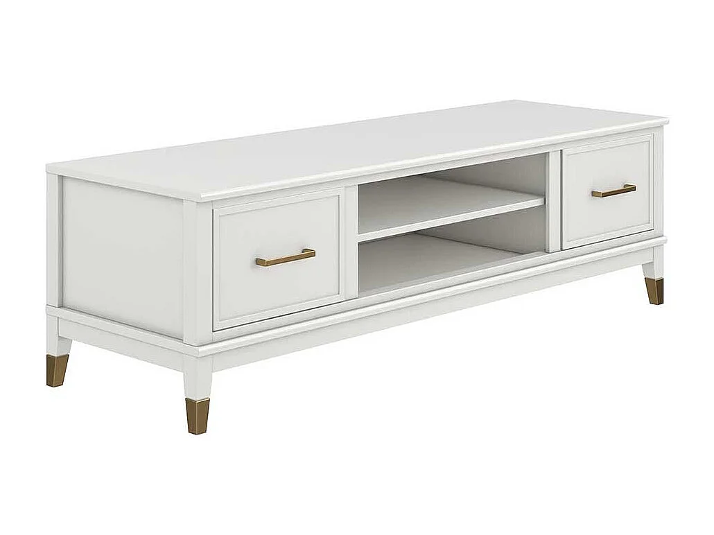 TV Lowboard in Weiß Metallgriffen